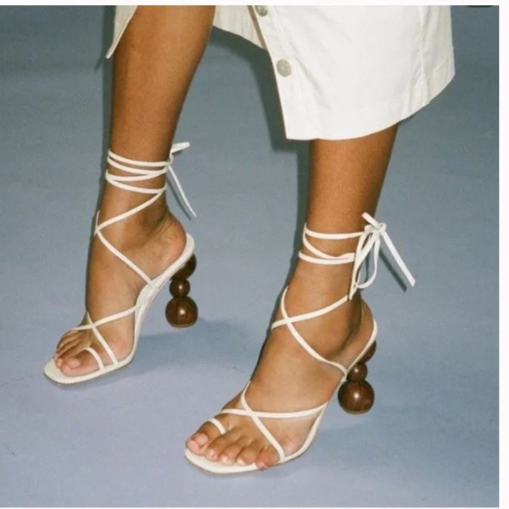 Song of Style Cream and Brown Strappy Heels